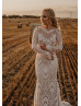 Long Sleeves Ivory Lace Bohemian Wedding Dress